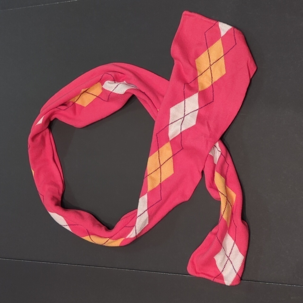Target Women's Pink Argyle Scarf Cotton Blend 70"X 7"